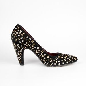 Y2k Vintage Prada Black Heels with Silver and brass grommet